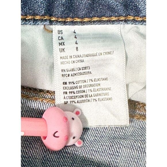 American Eagle Outfitters Super Stretch Shortie Raw Hem Denim Short Blue Size 4 - Picture 9 of 13